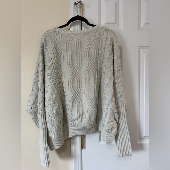Anthropologie Light Gray Cable Knit Sweater - Picture 4 of 7